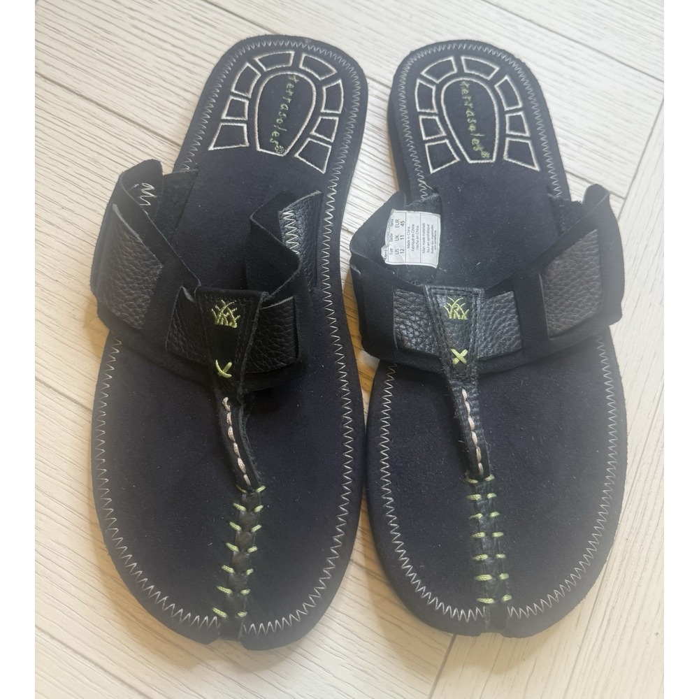 Terrasoles Flip Flop/Thongs/ Sandals Men's Sz 12 Black post toe.Summer, Vacation